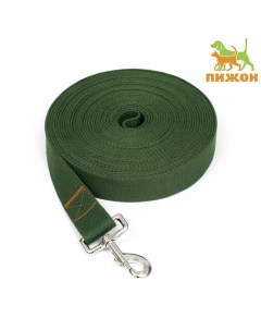 Поводок для собак темно зелёный брезентовый 10 м х 3 5 см Пижон