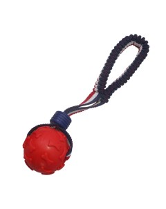 Игрушка для собак Мячик со шнуром красный резина 6 3 х 25 см Pet universe