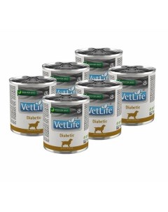 Влажный корм для собак VET LIFE CANIN DIABETIC при сахарном диабете 6шт по 300г Farmina