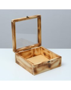 Подарочный ящик 25 25 11 см деревянный крышка оргстекло 3 мм обжиг Дарим красиво
