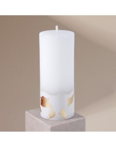 Свеча интерьерная белая с бетоном поталь 15 х 6 см Nobrand