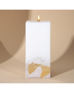 Свеча интерьерная белая с бетоном поталь 6 х 6 х 14 см Nobrand
