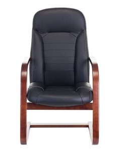 Кресло офисное T 9923WALNUT AV цвет черный кожа полозья дерево Бюрократ