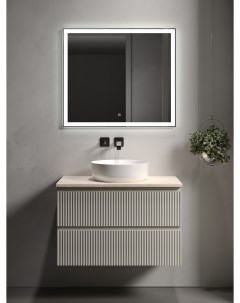 Мебель для ванной Snob R 80 подвесная столешница kreman Beige Soft без отверстия под смеситель Sancos