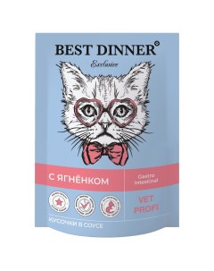 Корм для кошек Exclusive Vet Profi Gastro Intestinal кусочки в соусе с ягненком пауч 85г Best dinner