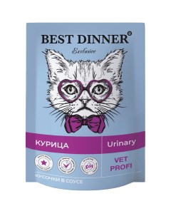 Корм для кошек Exclusive Vet Profi Urinary кусочки в соусе с курицей пауч 85г Best dinner