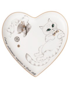 Тарелка Wonderland Чеширский кот 15см сердце фарфор Lefard