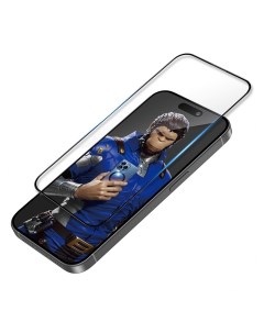 Защитное стекло для iPhone 15 Pro с 3D краями и силиконовой кромкой Black Blueo