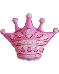Шар фольгированный 18 Корона фигура цвет розовый Falali