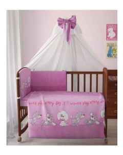 Комплект детского постельного белья Веселая игра 7 предметов розовый Фея
