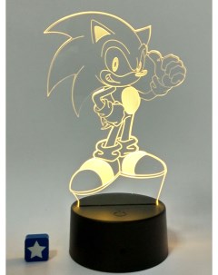 Настольный 3D светильник ночник еж Соник Sonic usb 7 цветов 22 см Starfriend