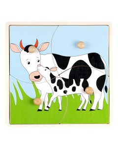 Пазл корова 4 детали Маленький гений