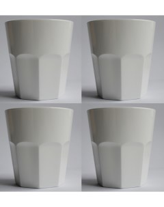 Набор стаканов 200 мл для многоразового использования БЕЛЫЙ 4 ШТУКИ Полиграфресурсы