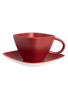 Чайная пара 200мл 12 5см фарфор красный Flomik