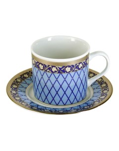 Чайная пара Cairo Сетка на синем 170 мл сине золотистая Thun 1794