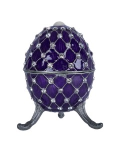 Шкатулка яйцо со стразами 5 х 5 х 8 см фиолетовая Гласар