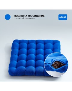 Подушка на стул 40х40 см с гречневой лузгой цвет синий Bio-line