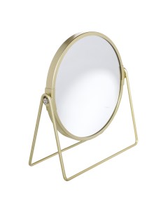 Зеркало настольное 18 см двустороннее металл круглое золотистое Freya Kuchenland