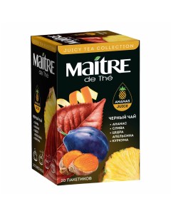Чай фруктовый de The с соком ананаса и цедрой апельсина в пакетиках 2 г х 20 шт Maitre