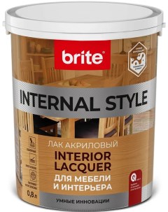 Лак для мебели акриловый Internal Style цвет прозрачный полуматовый 0 8 л Brita