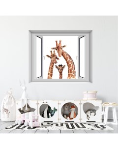 Фотообои постер с животными Вид из окна Жирафы 100х120 см Dekor vinil