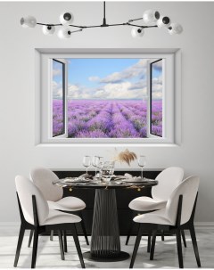 Фотообои постер с природой Вид из окна Лавандовое поле 100х150 см Dekor vinil