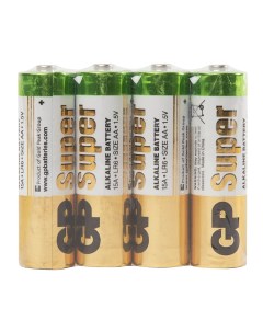 Батарейка Super AA LR6 алкалиновая 4 шт термоупаковка Gp