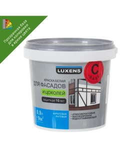 Краска фасадная и для цоколей прозрачная матовая база С 0 9 л Luxens