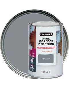Эмаль для пола и лестниц алкидно уретановая цвет серый 0 9 кг Luxens