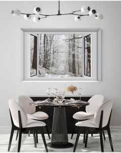 Фотообои постер с природой Вид из окна Зимний лес 100х150 см Dekor vinil