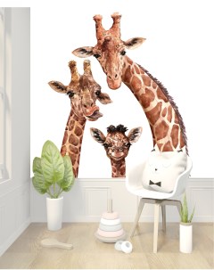 Фотообои с животными Жирафы на белом фоне 200х200 см Dekor vinil