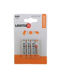 Батарейка Standard AAA LR03 алкалиновая 4 шт Lexman