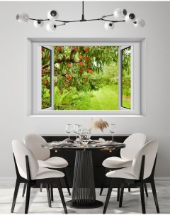 Фотообои Вид из окна Фруктовый сад бесшовные 100х150 см Dekor vinil