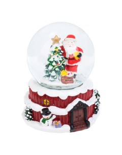 Снежный шар 68033 Дед Мороз с подарочным мешком у ёлки музыкальный 19186 Merry christmas