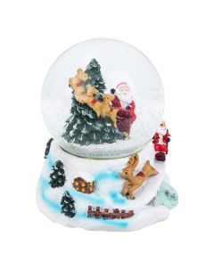 Снежный шар Дед Мороз на санях и олени поднимаются вверх на ёлку 9189 Merry christmas