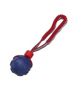 Игрушка для собак Мячик со шнуром синий резина 6 3 х 25 см Pet universe