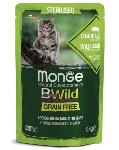 Влажный корм для кошек Cat BWild Grain Free из мяса дикого кабана с овощами 14шт 85г Monge