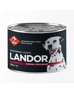 Влажный корм для собак с ягненком и брусникой 6 шт по 200 г Landor