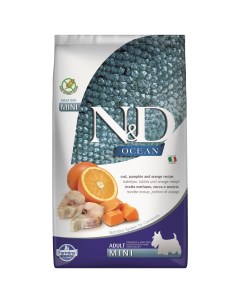 Сухой корм для собак N D Ocean Adult Mini треска с тыквой и апельсином 0 8кг Farmina