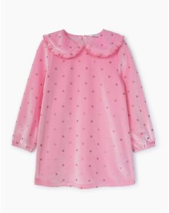 Розовое расклёшенное платье в горох для девочки Gloria jeans