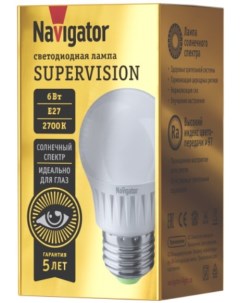 Лампа светодиодная NLL G45 6 230 2 7K E27 FR SV Supervision 6Вт 176 264В 2700К 540лм E27 46 5х85 8мм Navigator