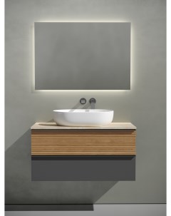 Мебель для ванной Delta 100 подвесная столешница kreman дуб красный графит без отверстия под смесите Sancos