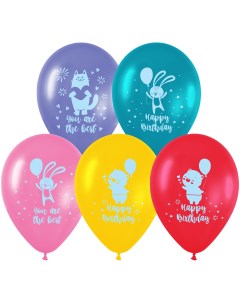 Воздушные шары Happy birthday 10 шт М12 30 см пастель ассорти Meshu