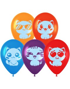 Воздушные шары Cute kittens 10 шт М12 30 см пастель ассорти Meshu