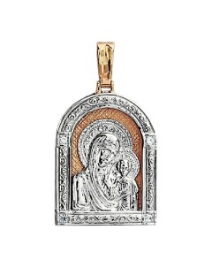 Подвеска иконка Казанская Богородица из красного золота Эстет