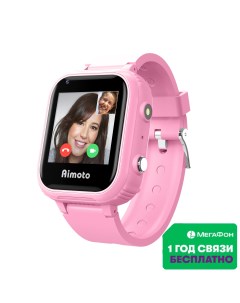 Смарт часы для детей Pro 4G розовый сим карта на год Aimoto