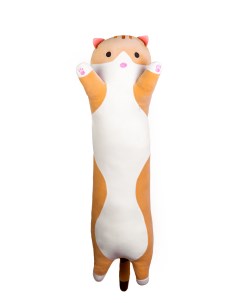 Мягкая игрушка подушка котик батон длинный кот рыжий 110 см Мармелаш