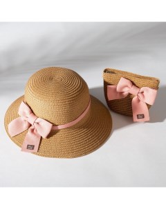 Комплект для девочки шляпа р р 52 сумочка цвет коричневый Minaku