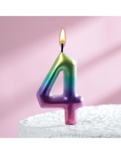 Свеча в торт Акварель цифра 4 9 см ГИГАНТ Nobrand
