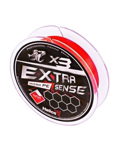 Леска плетеная Extrasense X3 PE 0 1 мм 92 м 2 7 кг red Helios